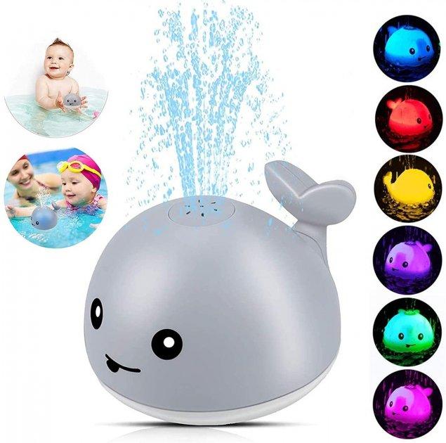 Іграшка у ванну для малюків "Кит фонтан" Mini Whale Fountain, сірий
