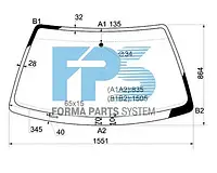 Лобовое стекло Audi 100 С3 1982 -1991 (XYG) зеленый светофильтр