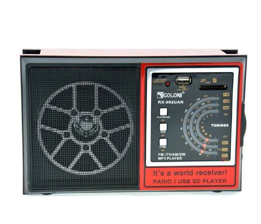 Радіоприймач GOLON RX-002BT, 3W, FM радіо, Входи microSD, USB, AUX, корпус паласмас, Black, BOX