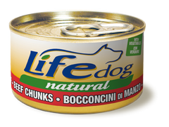 Консерва для собак класу холістик LifeDog beef chunks 90g, ЛайфКет 90гр Шматочки яловичини з овочами