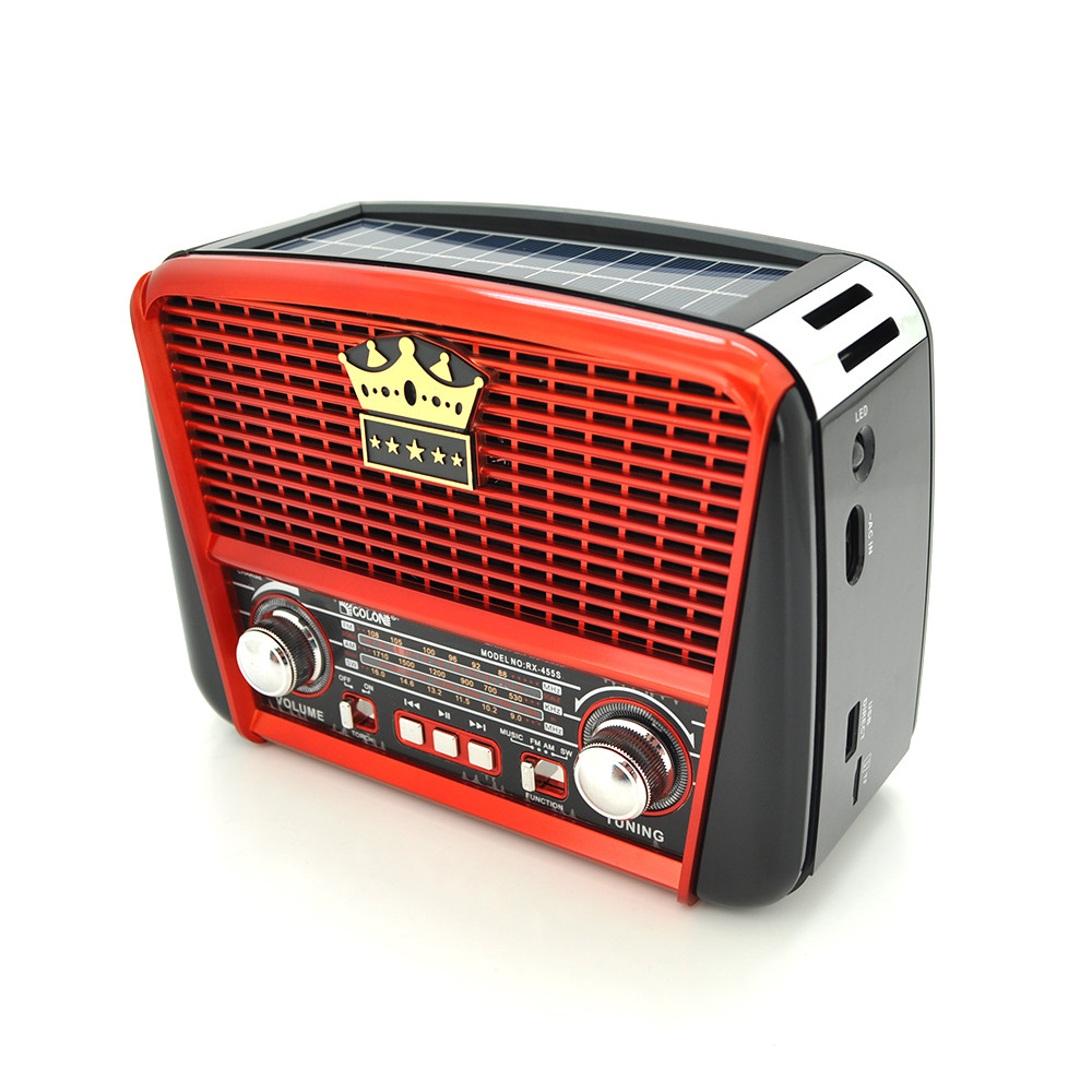 Радіоприймач GOLON RX455S, LED, 6W, AM/FM радіо, Входи microSD, USB, живлення від 220+АКБ+2*LR20, корпус