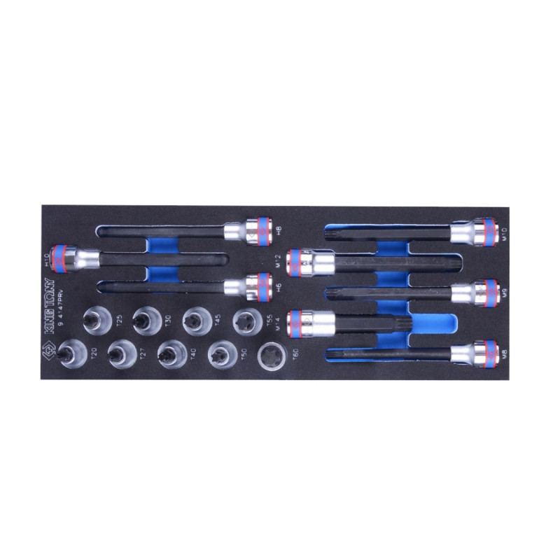 Набір торцевих головок 1/2" TORX і SPLINE, 17 предметів (EVA ложемент) King Tony (9-4147PRV)