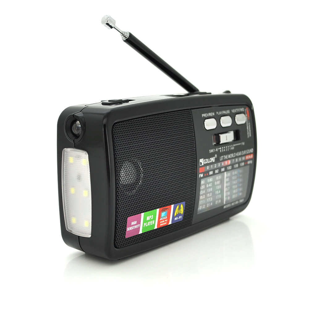Радіоприймач +колонка GOLON RX7601BT, LED, 3W, AM/FM радіо, Входи microSD, USB, AUX, живлення від USB+3*AA,