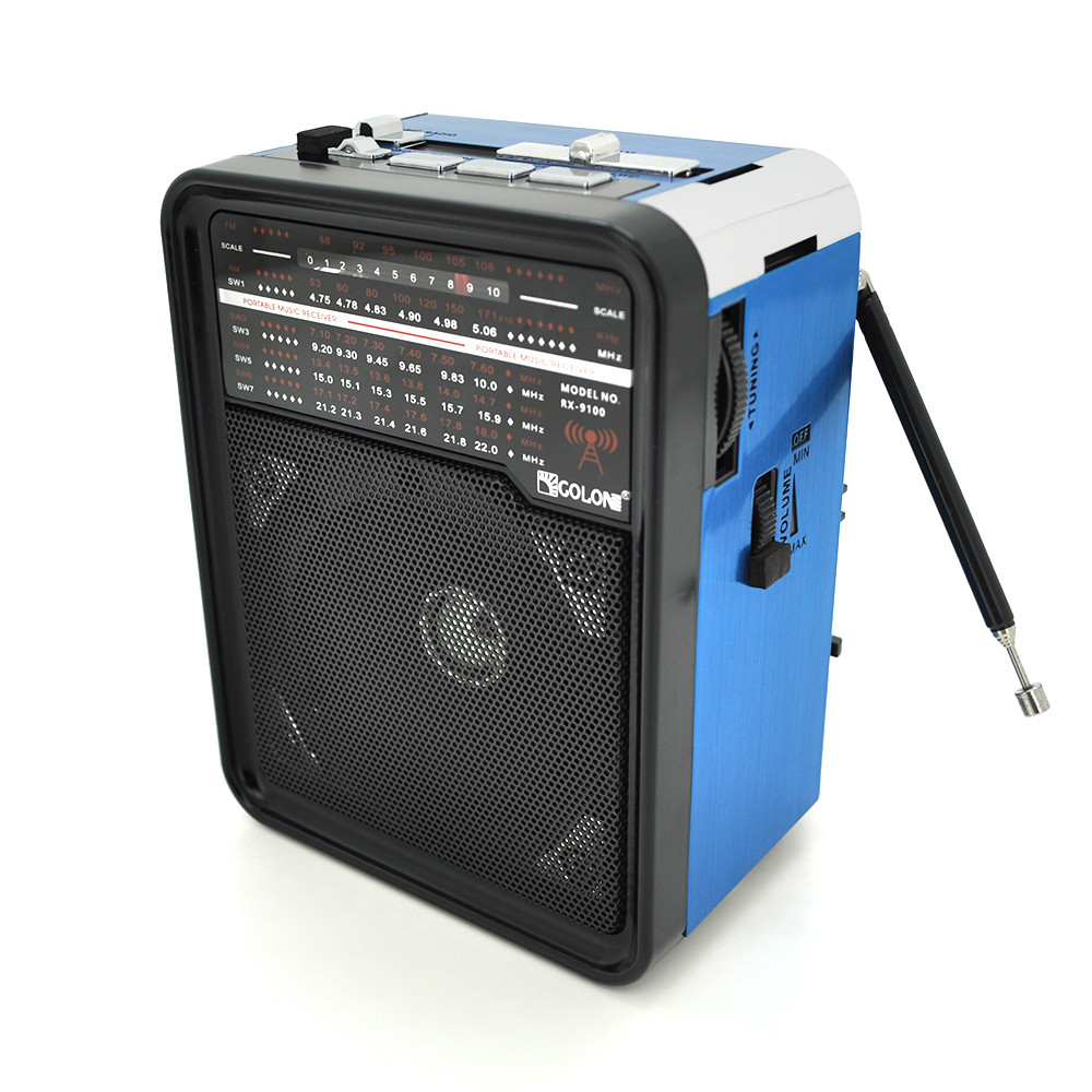 Радіоприймач GOLON RX9100, LED, 3W, AM/FM радіо, Входи microSD, USB, AUX, живлення від 220 В + 4*LR20, корпус