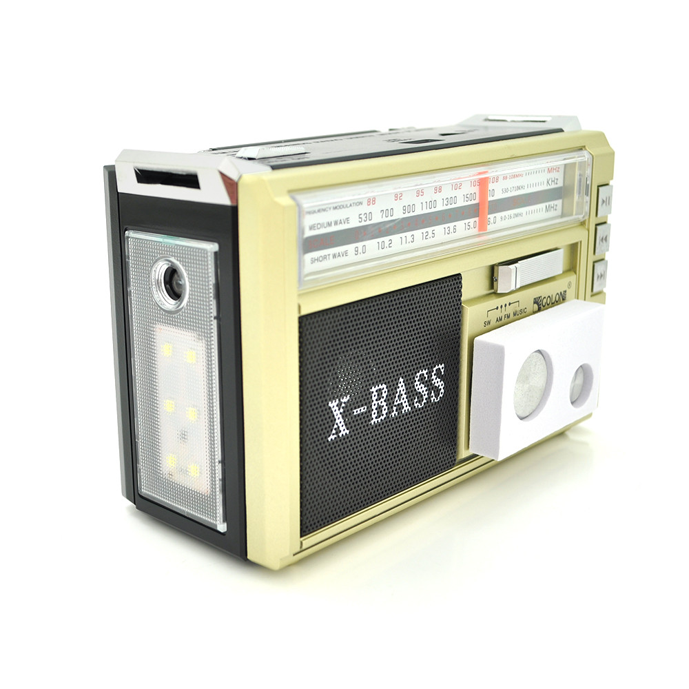 Радіоприймач GOLON RX381BT, LED, 3W, AM/FM радіо, Входи microSD, USB, Bluetooth, живлення від 220+АКБ+2*LR20,