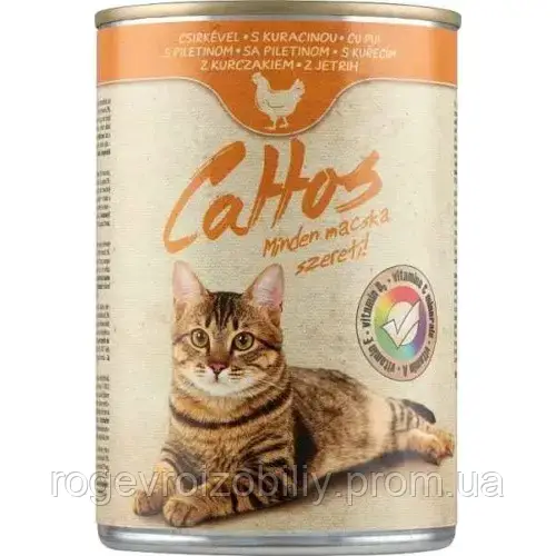 Вологий корм для дорослих котів Fincsi CATTOS з куркою — 415 г