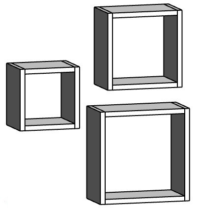 Комплект полок "КУБ", навісна полка на стіну (300\450\600 мм) Біла