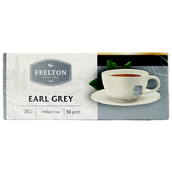 Чай чорний в пакетиках ерл грей Філтон Feelton earl grey 25пак 50g 18шт/ящ (Код: 00-00012819)