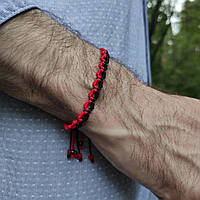Мужской браслет ручного плетения макраме "Zhniven'" (красно-черный)