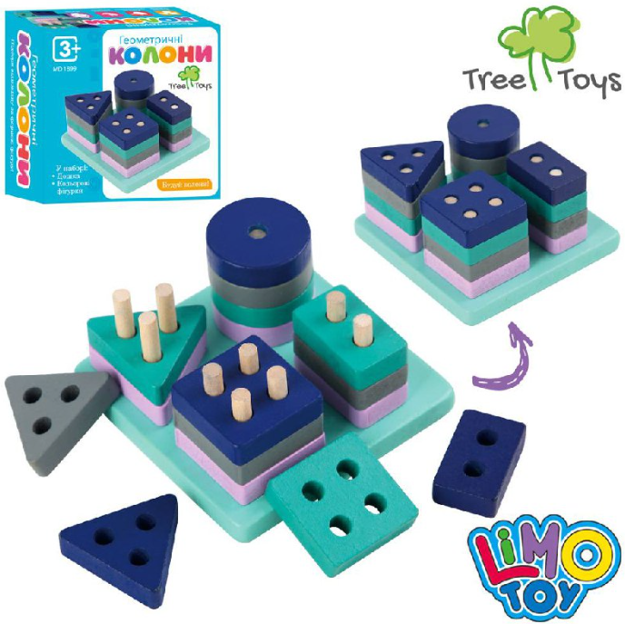 Дерев'яна логічна гра MD 1899 Геометричний сортер 17 деталей, фото 1