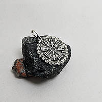 Срібний кулон Вегвізир з рунами (футарк) , скандинавський оберіг рунічний компас Ручна робота