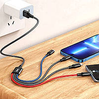 USB кабель 4в1 для зарядки телефона Lightning Type-C micro USB 2A Hoco X76