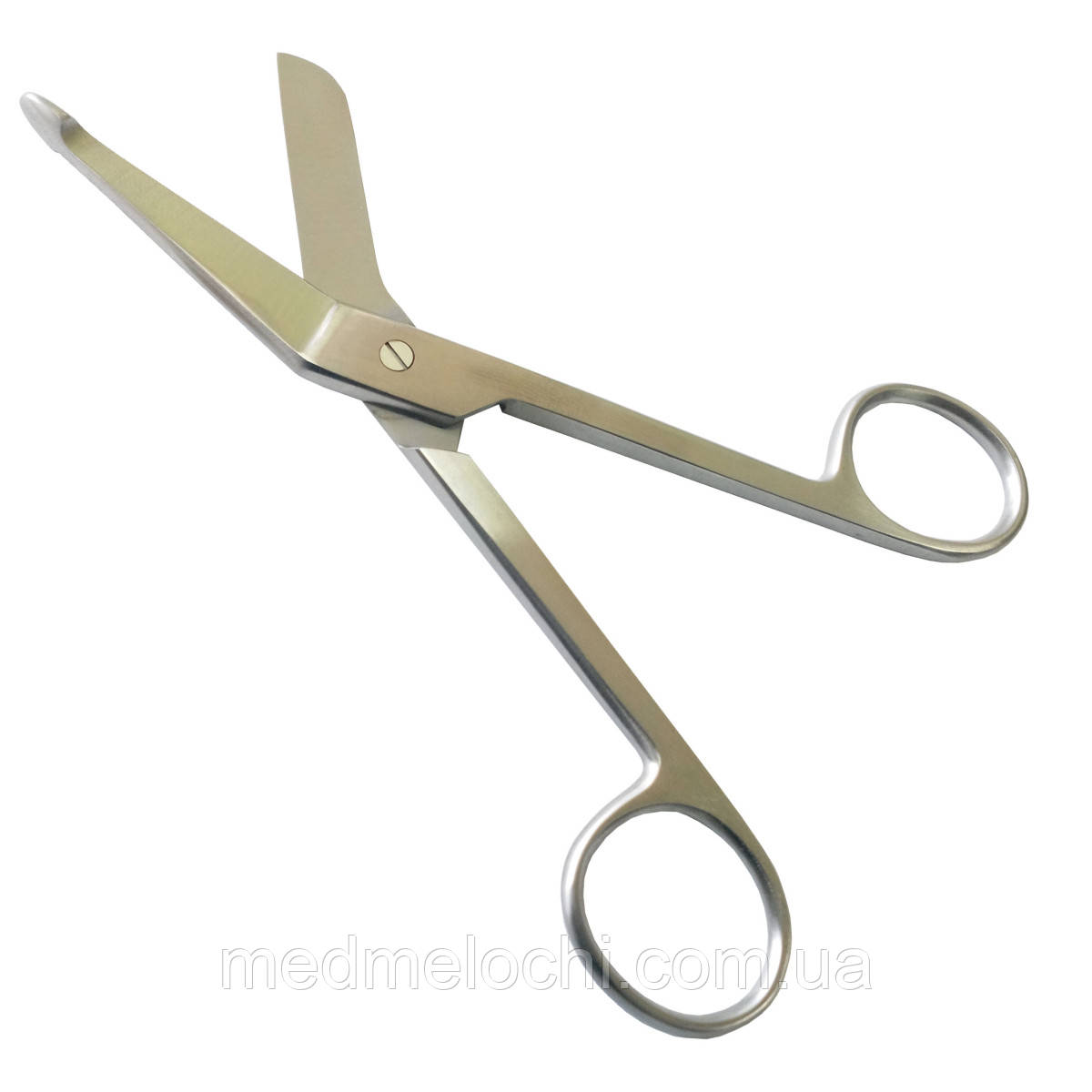 Ножиці медичні по Lister, для розрізання пов'язок, з ґудзичком, зігнуті SURGIWELOMED. Довжина 14 см