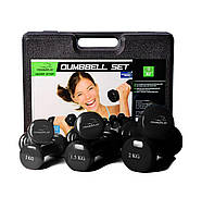 Набір гантелей в кейсі 9 кг. PowerPlay 4121 Fitness Dumbells (2шт.*1кг. 2шт.*1,5кг. 2шт.*2кг.), фото 2