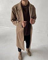 Мужское кашемировое пальто бежевого цвета (бежевое), мужские пальто длинные весенние осенние GRUF XL
