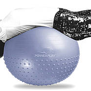 М'яч для фітнесу (фітбол) напівмасажний PowerPlay 4003 Ø75 cm Gymball Sky Blue + помпа, фото 4