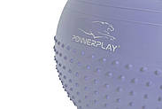 М'яч для фітнесу (фітбол) напівмасажний PowerPlay 4003 Ø75 cm Gymball Sky Blue + помпа, фото 3