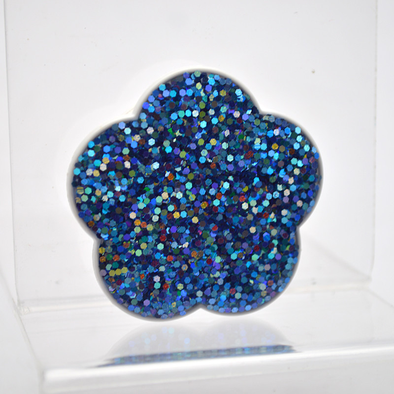 Універсальний тримач для телефона PopSocket (попсокет) Glitter Flowers Синій, фото 1