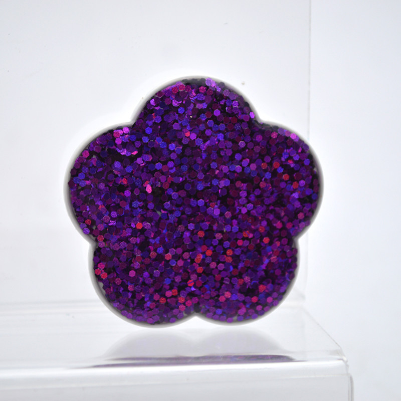 Універсальний тримач для телефона PopSocket (попсокет) Glitter Flowers Фіолетовий