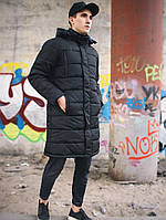 Мужская зимняя парка черная до -25*С | Зимняя удлиненная куртка с капюшоном