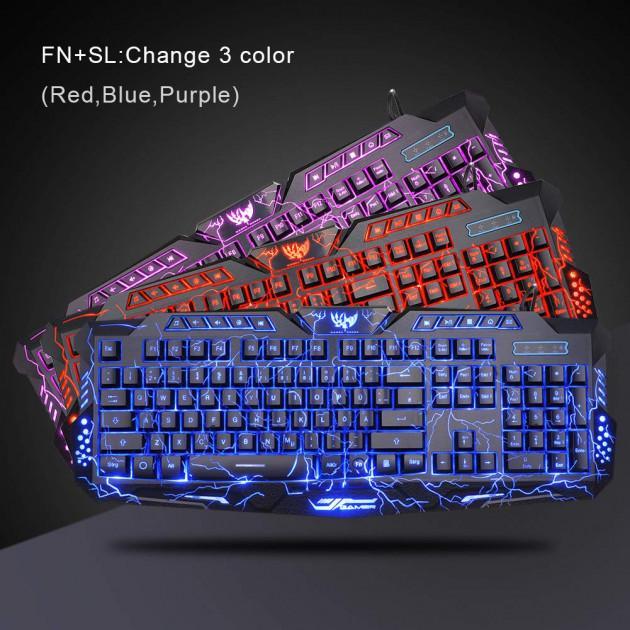 Клавиатура Atlanfa M200L с подсветкой 3 разных цвета / Игровая клавиатура - фото 1 - id-p1690170098