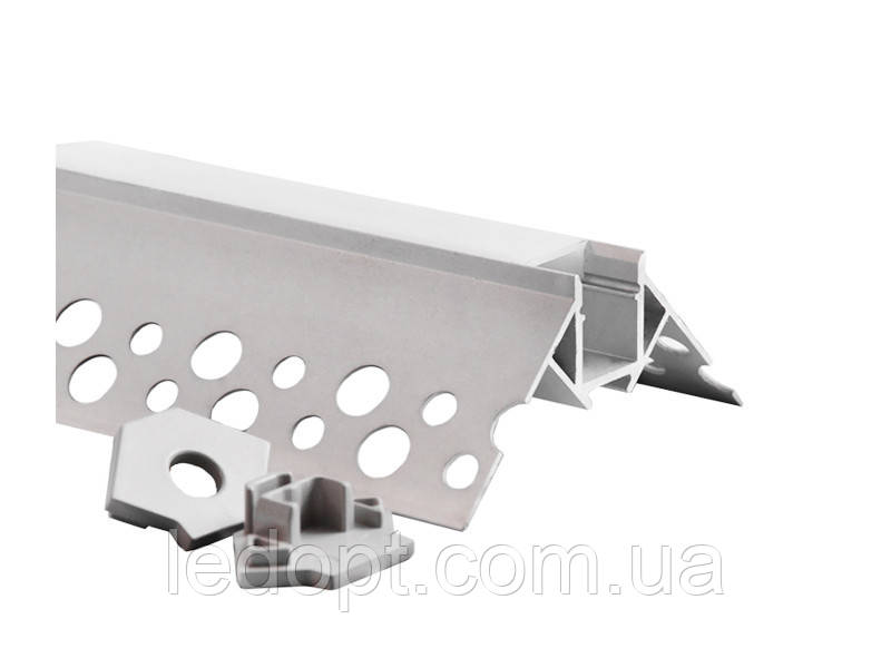 Алюмінієвий профіль кут зовнішній під гіпсокартон та штукатурку АЛ-21-2