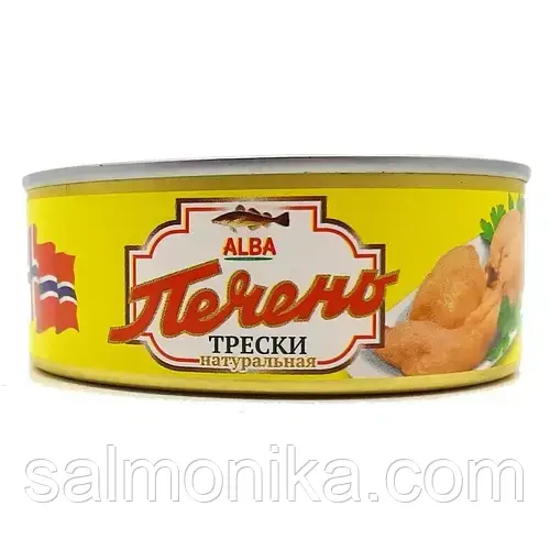 Печінка тріски ALBA. 240 гр. натуральна (Ісландія) (прозора кришка)