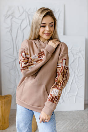 Жіночий світшот з вишивкою Абстракція (бежевий), фото 1