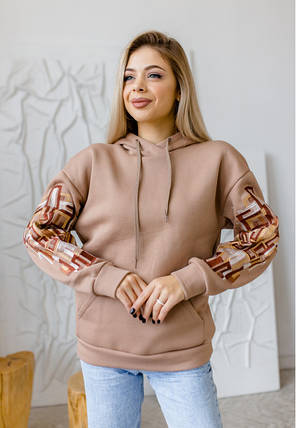 Жіночий світшот з вишивкою Абстракція (бежевий), фото 4