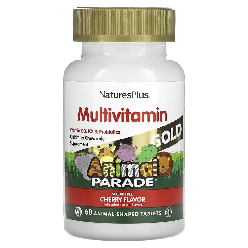 NaturesPlus, Source of Life,Animal Parade Gold, мультивітаміни з мікроелементами для дітей, вишня, 60 таблеток