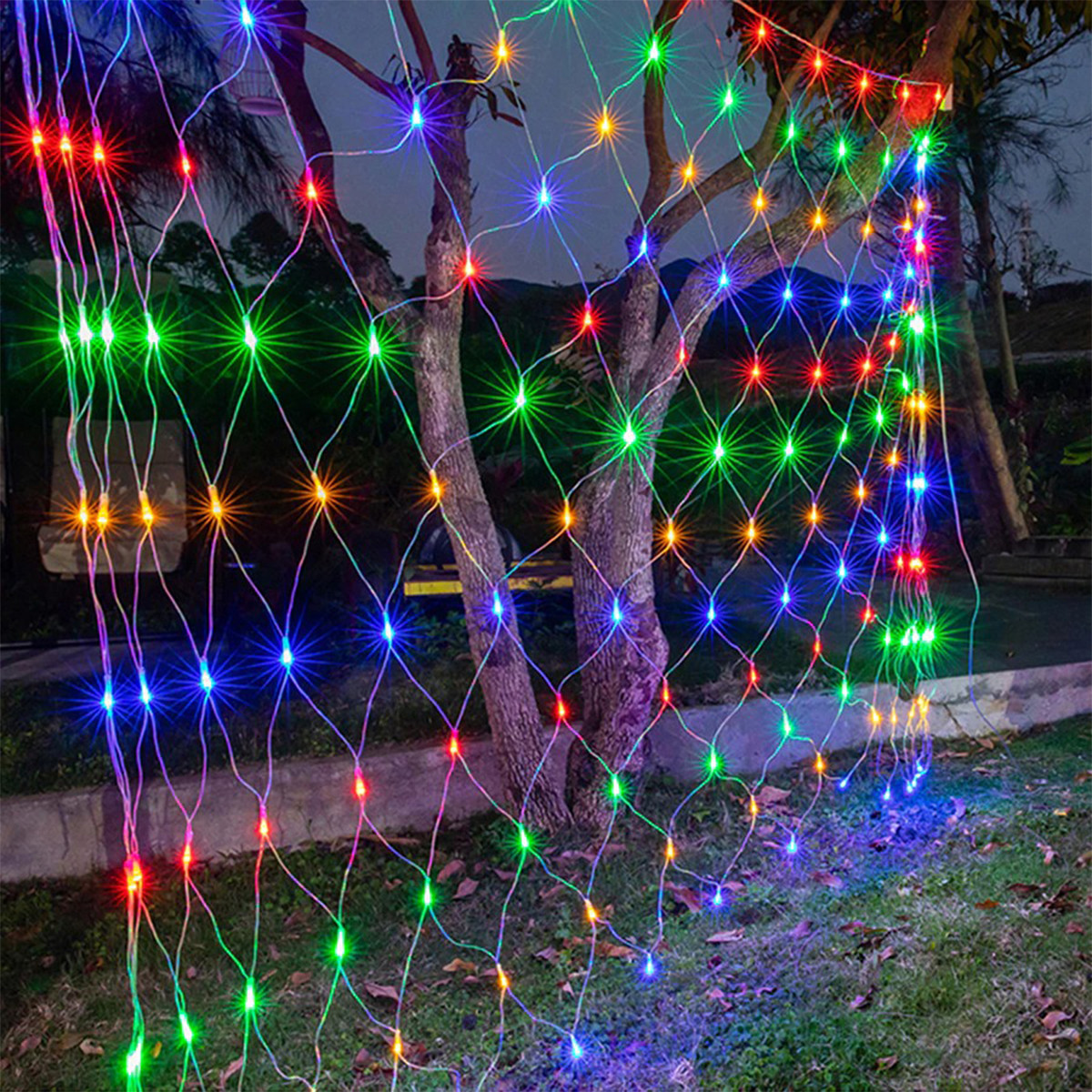 Світлодіодна гірлянда сітка 120LED 1.5х1.5 м білий силіконовий шнур різнокольорова, фото 1