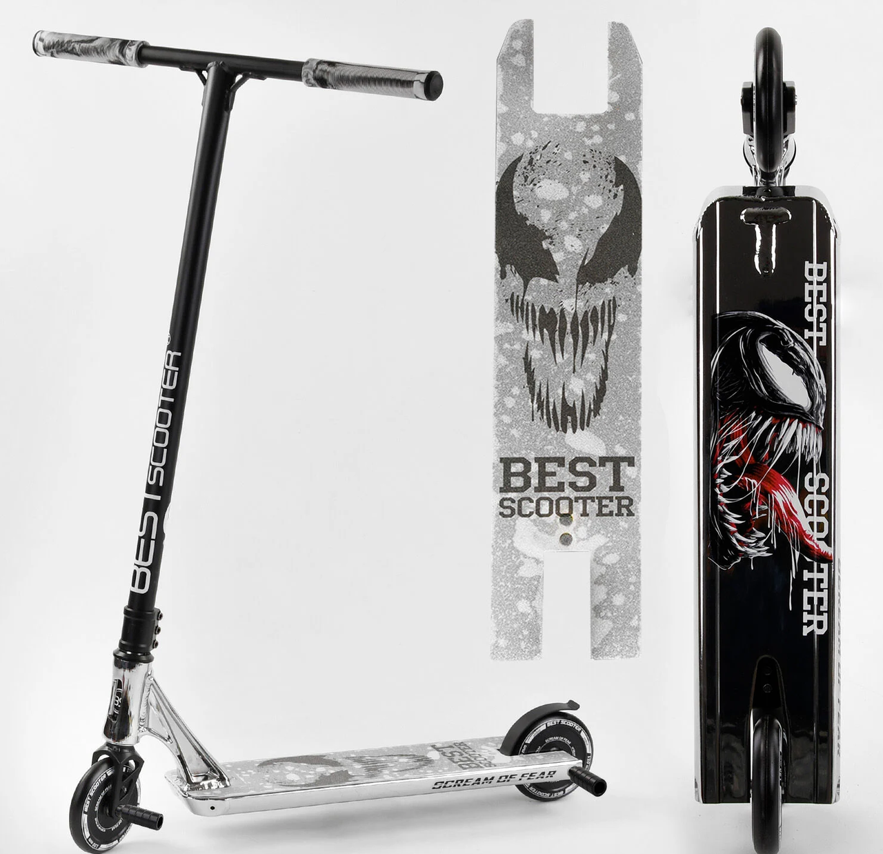 Самокат трюковий Best Scooter Scream of Fear анодоване покриття , Сірий, фото 1