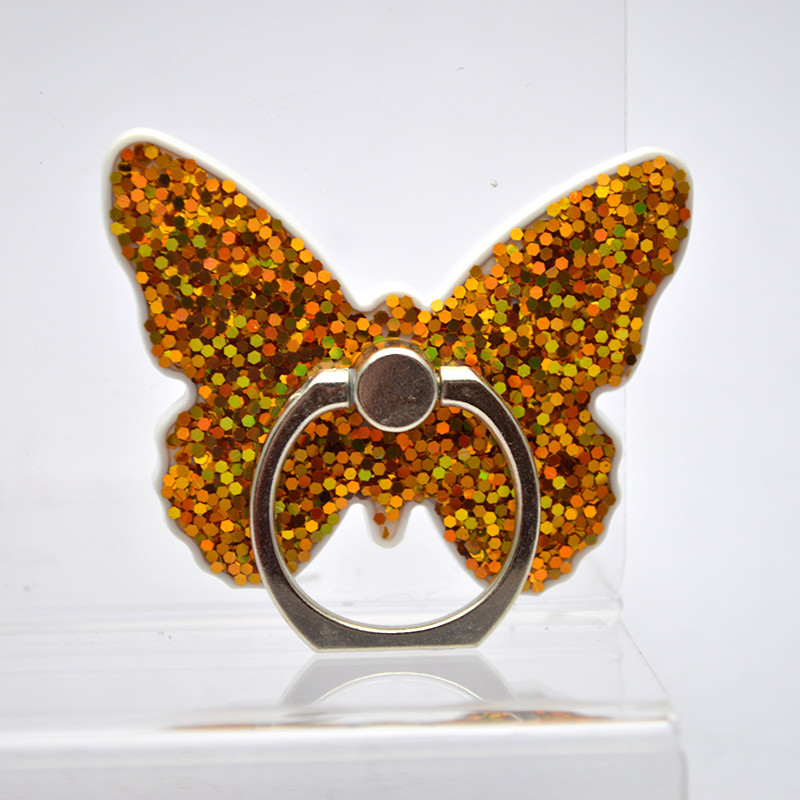 Універсальний тримач для телефона PopSocket (попсокет) Butterfly з кільцем Золотистий