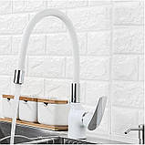 Змішувач для кухні Frap F4453-03 з гнучким виливом, білий/хром, фото 2