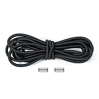 Шнурки еластичні з карабінами Гумові шнурки для взуття / кросівок зі швидкою застібкою. Колір чорний