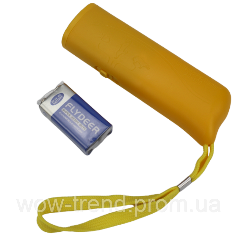 Отпугиватель собак ультразвуковой c фонариком желтый - фото 1 - id-p1689559697