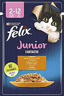 Вологий корм FELIX (Фелікс) Fantastic Junior для кошенят, шматочки в желе з куркою 85 г (7613039832189)