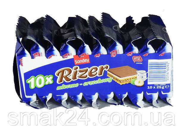 Вафли с молочно-ореховой начинкой Sondey Rizer (10x25г) 250г Польша ...