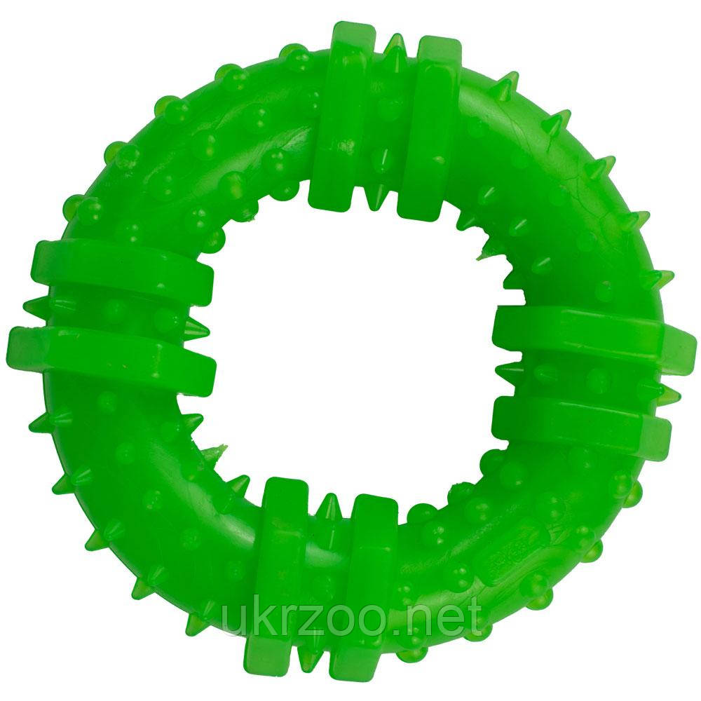 Іграшка "AGILITY"для собак кільце з шипами 9см, зелене, фото 1