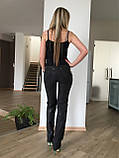 Джинси жіночі чорні модні прямі класичні завищена талія, фото 3