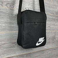 Чорна чоловіча сумка месенджер Nike на ремені, спортивна молодіжна сумка Nike з текстилю
