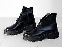 Ботиночки женские кожаные черные на шнуровке зимние 37р