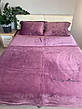 Велюрова постільна білизна Моніка з простинею на резинці Євро Фіолетовий, фото 6