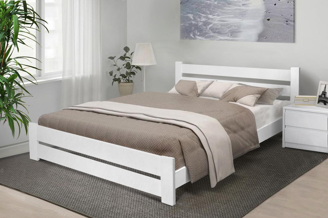 Ліжко двоспальне дерев'яне Глорія 160-200 см (біле)
