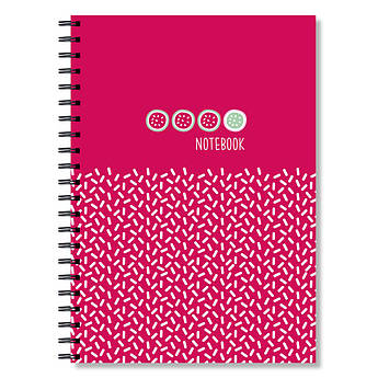 Зошит A4  клітинка 100 аркушів, обкладинка твердий картон, ламінація, спіраль, "Ківі"