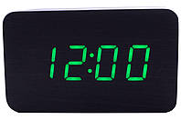 Часы настольные Wooden Clock - 1294 зеленые цифры