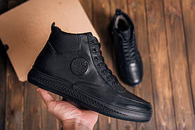 Зимові черевики чорні чоловічі шкіряні з хутром