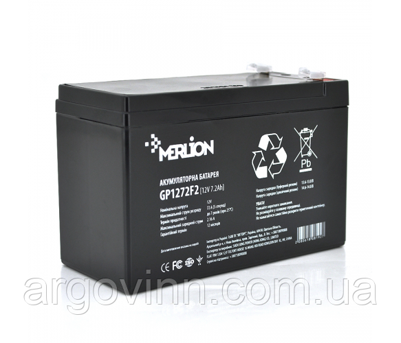 Акумуляторна батарея MERLION AGM GP1272F2B 12 V 7,2 Ah