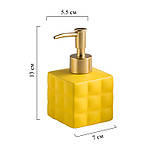 Дозатор керамічний для рідкого мила, диспенсер для мила в ванну та кухню Жовтий, фото 2