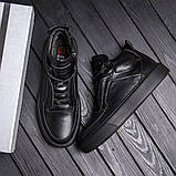Чоловічі чорні шкіряні зимові черевики на хутрі, фото 6